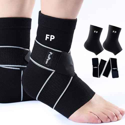 Copper Ankle Brace for Women Men-Ankle Compression Sleeve Support for Sprained Ankle, Plantar Fasciitis Relief & Achilles Tendonitis Brace, Sports, Running, Black, M