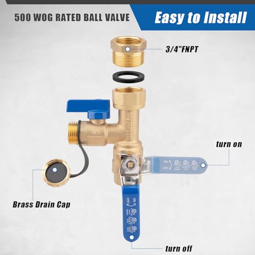 Janhemei 3/4 Inch IPS Tankless Water Heater Relief Valve Kit | Lead-Free Brass
