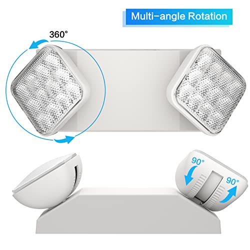 1 Pack Commercial Emergency Light with Battery Backup, Emergency Lights for Business-Hard Wired, UL 924 Certified,AC 120/277V,Two Head Adjustable LED Emergency Lighting.