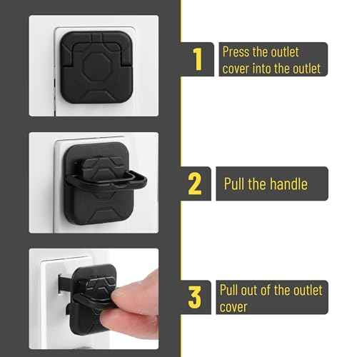Bates- Electrical Outlet Covers Baby Proofing, 10 Pack, Black, ABS Plastic, 3 Prongs & Hidden U Ring Design, Outlet Plug Covers Baby Proofing