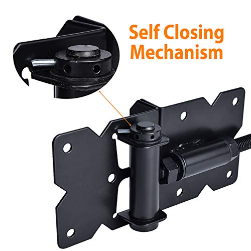 SANKINS Heavy Duty Self-Closing Gate Hinges 90° Adjustable Black 2 Pcs