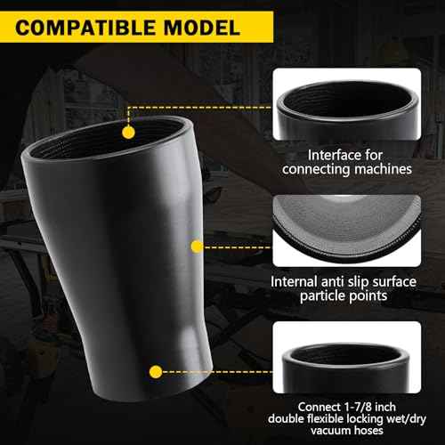 Table Saw Vacuum Adapter Replacement for Dewalt DWE7491RS DWE7491 Table Saw Dust Collector Suitable for Connecting 2 1/2" Table Saw Outlet Connected to 1 7/8" Shop Vac Hose, 1Pcs