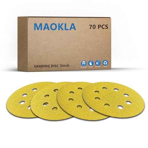 60 Grit 5 Inch Sanding Discs, 8 Hole, Hook and Loop, Sandpaper for Orbital Sander, Wood, Metal, Auto£¨70 PCS£©