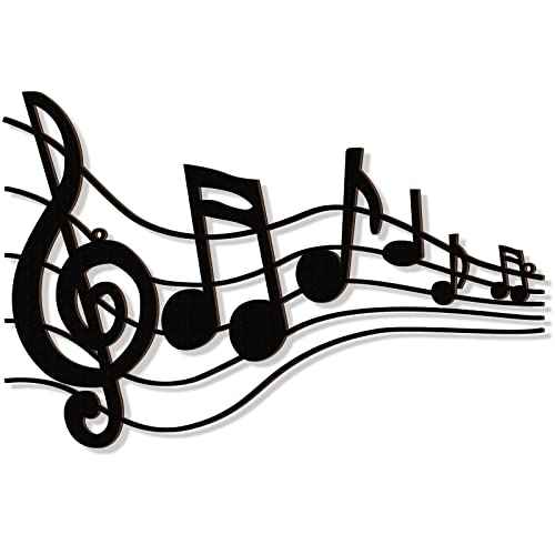 Yulejo Black Music Notes Wall Decor Musical Art Decoration Vintage Treble Clef Wall Hanging Sign for Home Studio Living Room Bedroom Birthday Party