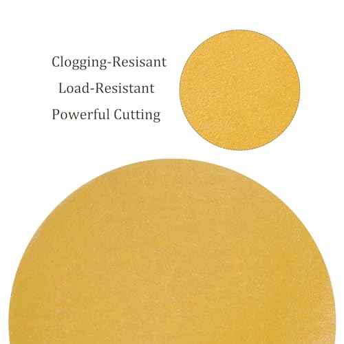 50pcs No Hole Sanding Discs- [ 3 Inch 500 Grit ] Round Hook and Loop Grip Sanding Pads Sheet Sandpaper for Automotive Woodworking Metal Polishing Use| Gold, Aluminum Oxide