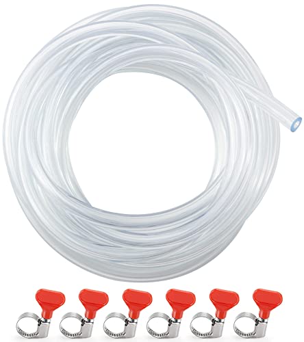 15ft Hilangsan Kegerator Beer Line Tubing 3/16 ID Food-Grade PVC – Thick-Walled Replacement Kit with Clamps