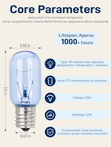 PanDeels 2-Pack G25T8N 130V Refrigerator Light Bulbs – 40W Incandescent Replacement