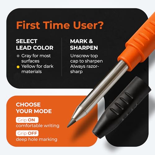 THORVALD 3-in-1 Carpenter Pencil Set with Leads & Sharpener - Model 1