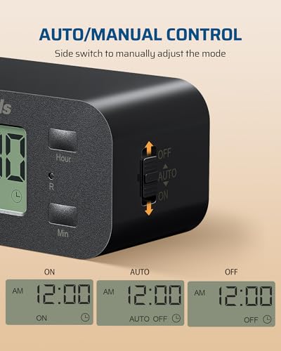 DEWENWILS Black Indoor Programmable Digital Timer Outlet - 1 Pack
