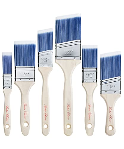 Bates Choice 6 Pack Paint Brushes with Wood Handles - Angled & Flat, 1