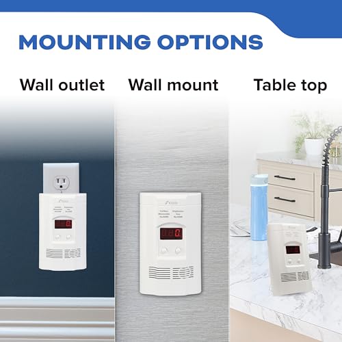Kidde Carbon Monoxide & Explosive Gas Detector Plug-In Wall Alarm with Battery Backup - Clamshell Packaging