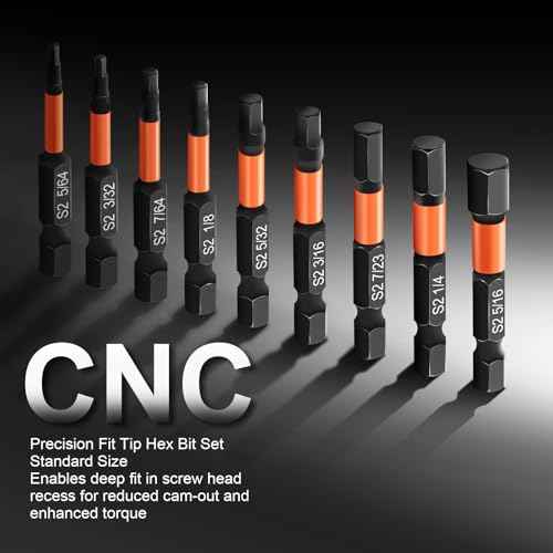 20PCS Premium Hex Bit Set, Impact Allen Wrench Drill Bit Set (Metric&SAE), 1/4¡± Hex-Shank S2 Alloy Steel Key Drill Bit Set with Magnetism, CNC Machined Tips, 2" Long with Storage Box