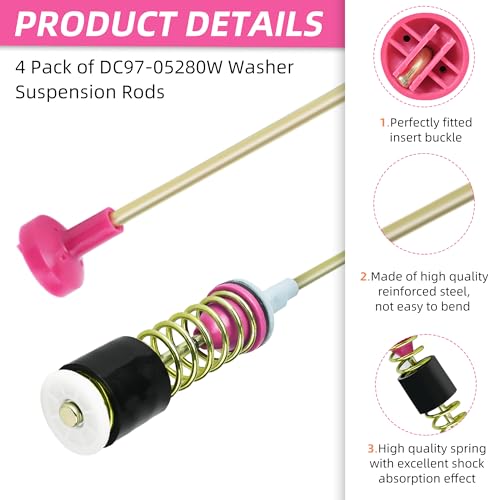 APPLIANCEMATES WA50R5400AV/US Suspension Rod Kit (Red) for Samsung Top Load Washers