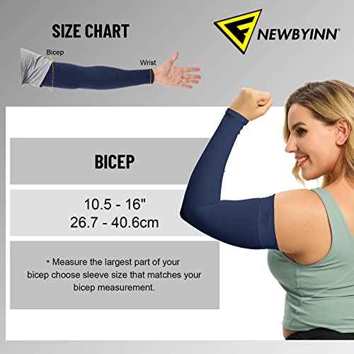 Newbyinn Arm Sleeves for Men Women, Size L - XL, UV Sun Protection Sleeve to Cover Tattoo, Cooling Compression Arm Cover