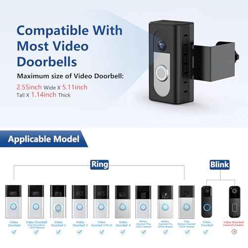 KIMILAR Anti-Theft Video Doorbell Mount Compatible with Ring/Blink Wireless Video Doorbell, Adjustable Mounting Bracket Accessories for Houses, Apartments, Businesses, Not for Security Door