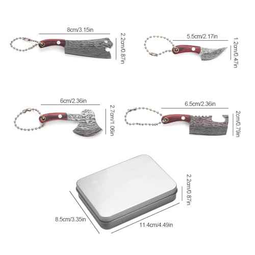 Mini Knife Set,Tiny Knife Set with Sheath,Mini Pocket Knives for Knife Collectors Gifts and Package Opener Box Cutter (4)