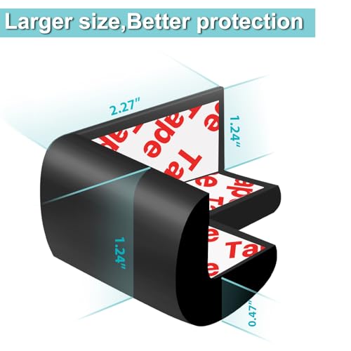 12 Pack Baby Proofing Corner Guards Black - Child Safety Edge Protectors