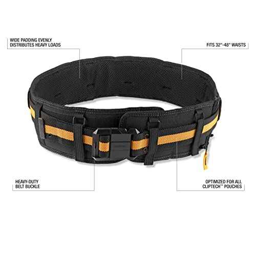 ToughBuilt ? Pro Padded Belt, Heavy-Duty Construction Belt with Adjustable Fit, Padded Support, and Durable Steel Buckle for All ClipTech¢â Pouches and Tool Rigs
