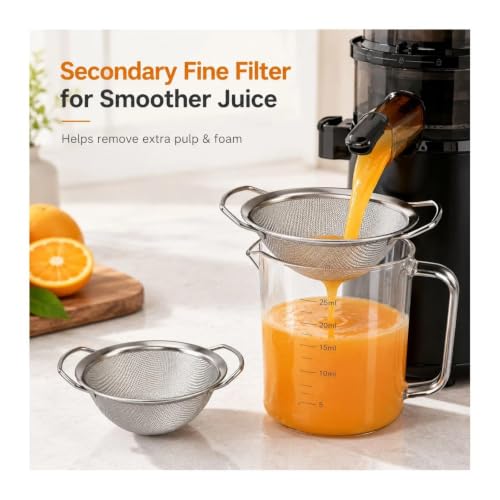 Leoriaie 2-Pack Juice Strainers for Nama J2 & Ninja Cold Press Juicers, 304 Stainless Steel, 5.5 & 6.3 Inch