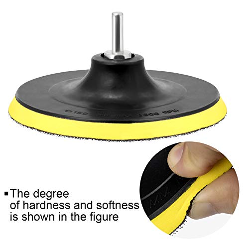 6 Inch(150mm) Hook and Loop Buffing Pad for Sanding Discs, Rotary Backing Pad with M14 Drill Attachment Adapter and Soft Foam Layer