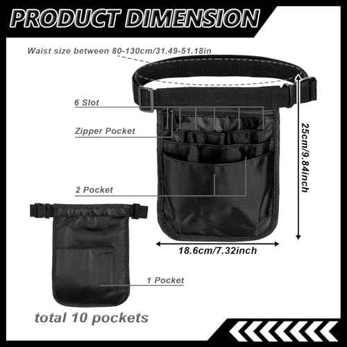Server Waist Pouch, Restaurant Waiter Waist Organizer with Adjustable Belt Utility Money Bag Server Apron Storage Bag for Restaurants Hotels Bars Care Kit Tool, 9.84x7.32Inch