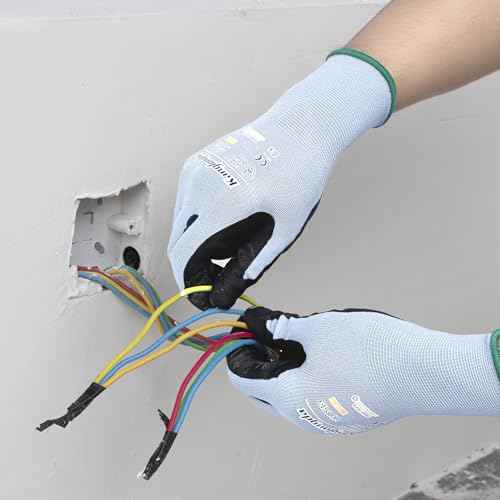3-Paris Medium Work Gloves for Men and Women, Nitrile Coated Safety Protective Gloves with Grip, Ideal for Gardening, Warehouse, Mechanic, Light Duty Construction Work