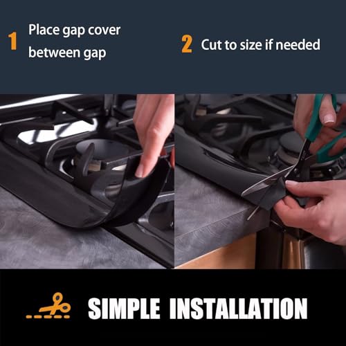 SEVCHY 21 inch Silicone Stove Gap Covers (2 Pack) Heat-Resistant Oven Gap Filler, Black