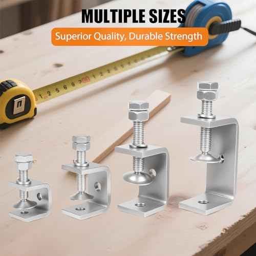 0.8 Inch C Clamps, 6 Pack 304 Stainless Steel C Clamps for Woodworking and Welding,Stable Wide Jaw Opening Tiger Clamp for Construction Household Mount(21mm)