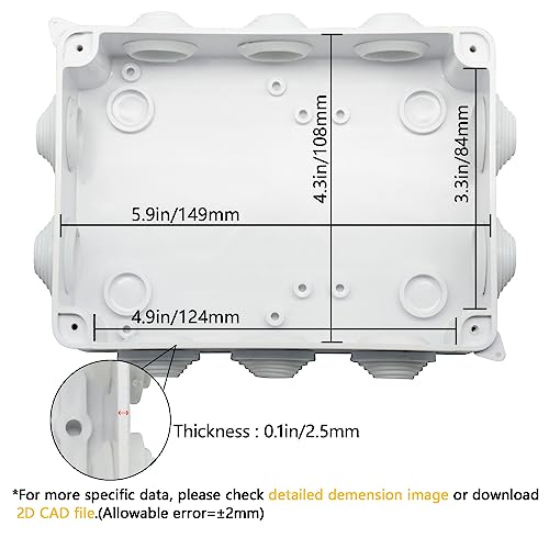 LeMotech ABS Plastic Dustproof Waterproof IP65 Junction Box Universal