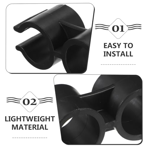 VOSAREA 4PCS Double Pipe Clamp Plastic Top Pole Clips Holder for Dustpan and Broom Connection Inner Tube Fastener for Boat and Home Use Pole Clamps Accessories