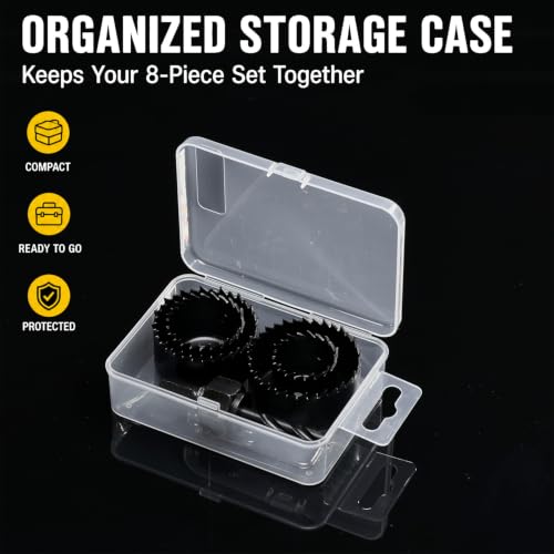 KATA 8PCS Hole Saw Kit 1" to 2-1/8" for Wood, Drywall, PVC, Plastic