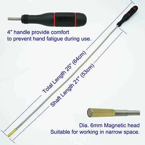 Flexible Magnetic Pickup Tool Set, 25" Bendable Extension Magnet 2lb, with Magnet Parts Tray£¬Pickup Screws, Nuts, Nails, Bolts from Hard-To-Reach Places