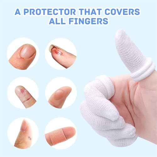 Finger Bandages 30pcs Bobs Thumb Bandage Finger Bandage Tubular White Cotton Finger Cots Finger Stall for Work Kitchen Finger Protection