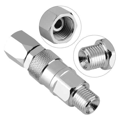 Swivel Joint, 1/4-Inch Stainless Steel Rotary Joint High Pressure Painting Supplies Airless Spray Gun Hose Swivel for Paint Sprayers, Silver, 2.5x0.6inch