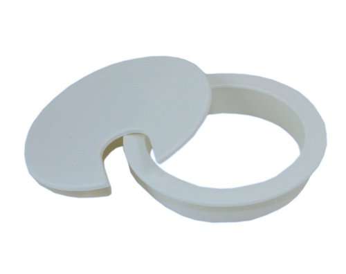 MyCableMart 3"" Cut-Hole Size White Round Wire Management Grommet with Removable Lid
