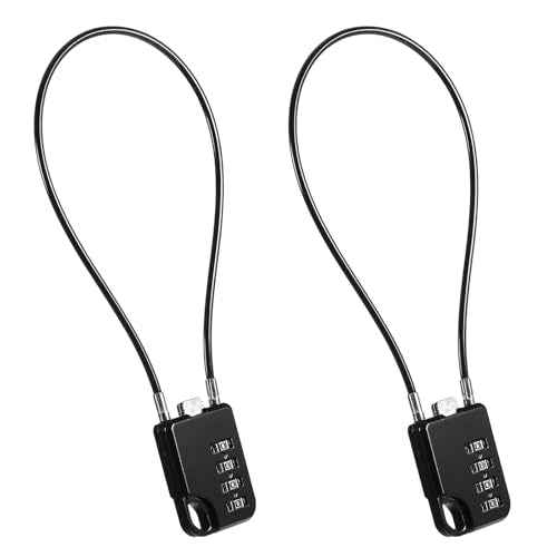 2 PCS Compact Design Resettable 4-Digit Combination Padlock with 12 Inches Long Cable, Small Cable Locks with Combination Durable Stainless Steel Cables Combo Lock Multipurpose Lock for Suitcase, Gym