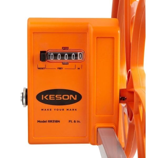 Keson RR318N Contractor Measuring Wheel, 3 ft Circumference, 12.5-in Wheel, ft/in, Orange