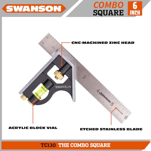 Swanson 6 in. Combination Square, Zinc Head, Stainless Blade (TC130)