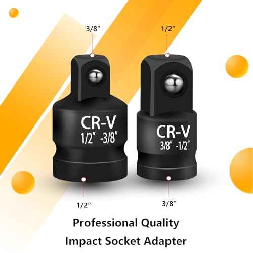 Giantree 2 Pcs Impact Socket Reducer and Adapter Set, 1/2"to 3/8" & 3/8"to 1/2" Impact Adapter Set, Steel Impact Adapter Set, Breaker Bar Wrench Conversion Kit Mechanic tools