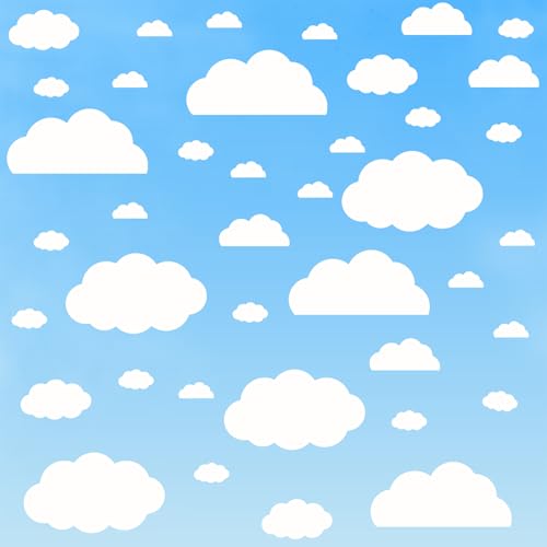 AOWDIAO Cloud Wall Decals - 40 Peel & Stick Clouds for Nursery & Bedroom - Cloud Variation