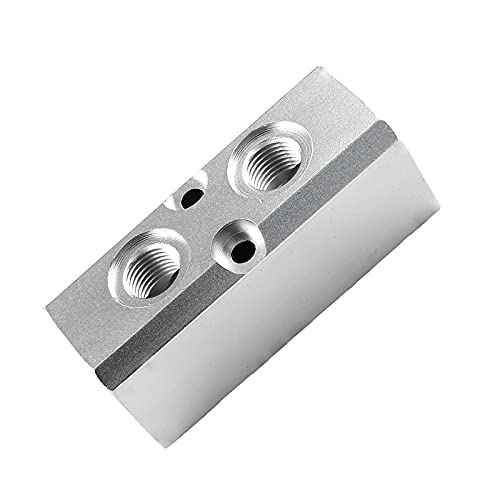 2 Way Pneumatic Manifold Air Distribution Block, Compressed Air Manifold Pneumatic Block, Air Coupler Fast Connector for Compressor, Silver
