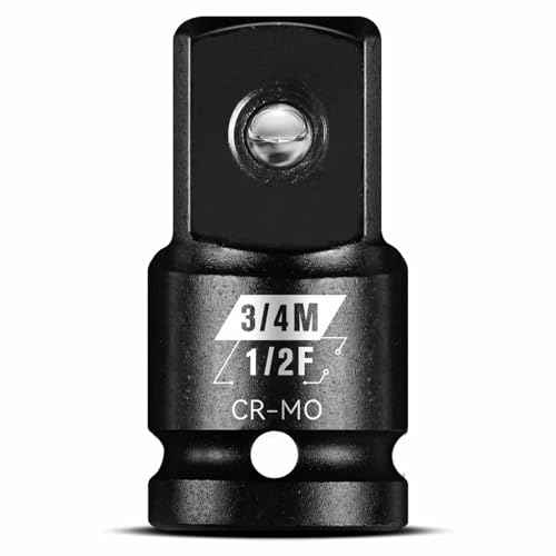 BLACKROBOT 1/2¡±F To 3/4¡±M Impact Socket Adapter, Cr-Mo Steel Exceeds ANSI Standards, Square Drive Reducer for Impact Driver Wrench