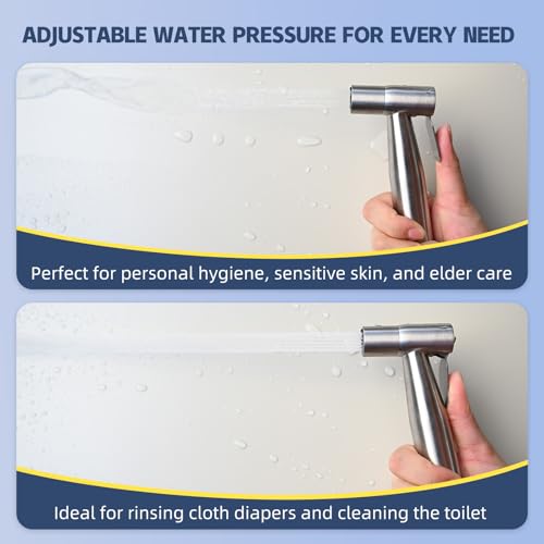 Vayzluiy Stainless Steel Handheld Bidet Sprayer with Adjustable Water Pressure