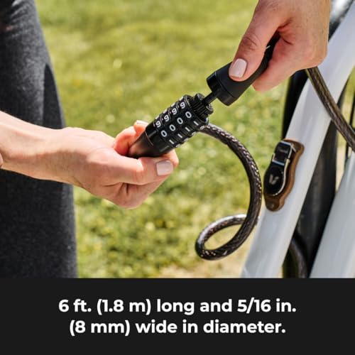 Master Lock 8370D 5ft Resettable Combination Bike Cable Lock, 1/2" Braided Steel