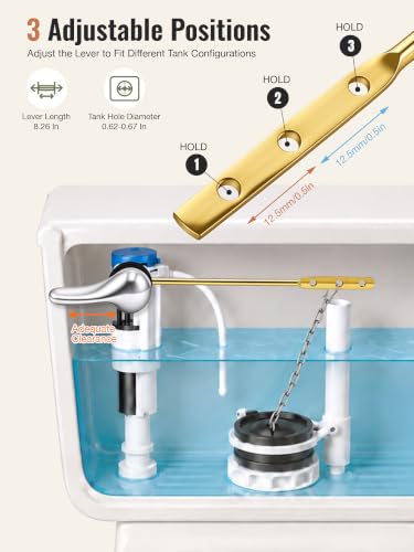 YULARA Silver Front Mount Toilet Flush Handle Replacement Kit for American Standard & Mansfield