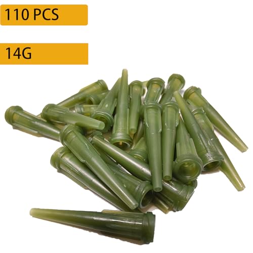 14GA Tip Tapered Plastic Dispensing Needles 110pcs Precision Glue Applicator Tips for Industrial, Craft DIY Projects Durable for Consistent Flow