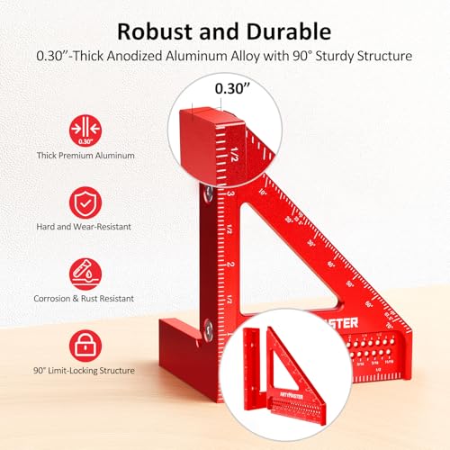 ARTYMASTER 3.8 Inch Mini 3D Multi-Angle Measuring Square with Pencil & Refills - Imperial Woodworking Tools