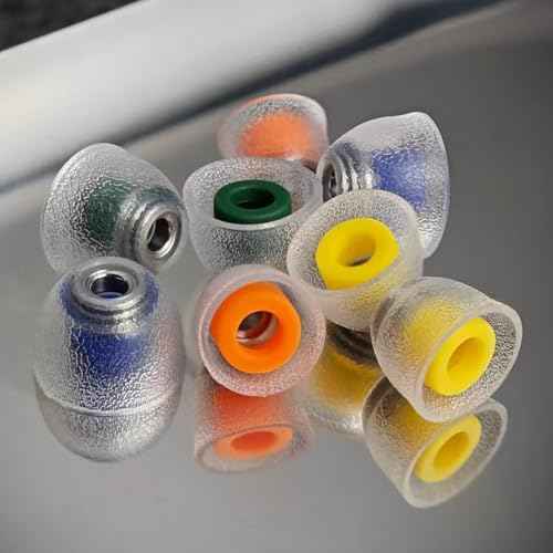 TANGZU Tang Sancai Noble Earbud Tips, Replaceable Liquid Silicone Medical Grade Hypoallergic Eartips, Stainless Steel IEM Ear Plugs, Optional XS/S/M/L Size for in Ear Monitors (M- 1 Pair)