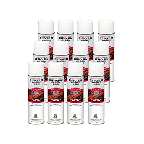 Rust-Oleum Construction Marking Spray Paint Water-Based White System - Fast Dry, Durable for Pavement & Soil
