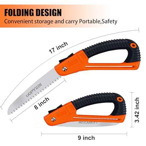 Folding Hand Saw, 8 Inch Heavy Duty High Carbon Steel Blade for Smooth Cutting, Camping, Gardening, Tree Pruning, Wood Cutting, Compact Design with Non-Slip Ergonomic Handle for Outdoor Use